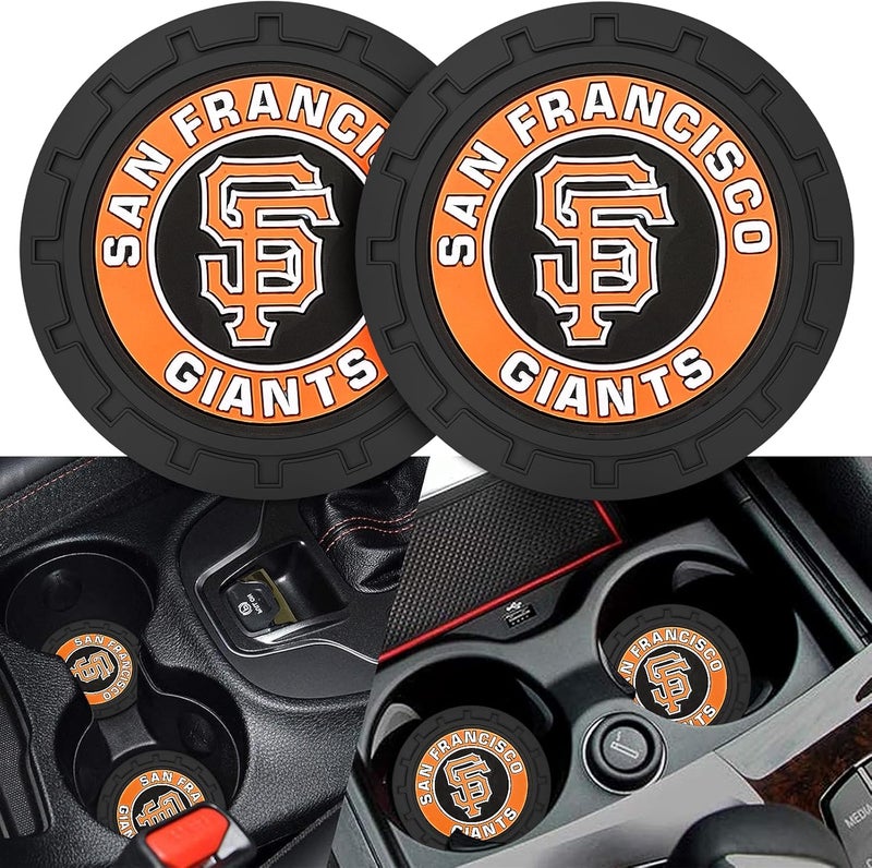 Kaleduo 2PCS Car Cup Holder Coaster,Auto Cup Holder Insert Coaster for San Francisco Giants Baseball Fans, Non-Slip Car Drink Holder Mat, Interior Accessories, SF Giants - Image 1